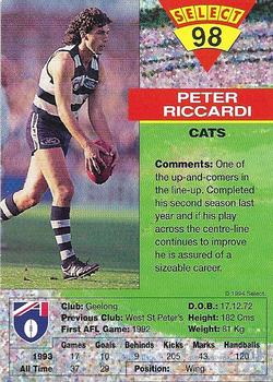 1994 Select AFL #98 Peter Riccardi Back